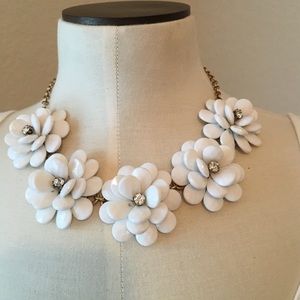 J Crew white resin flower necklace.